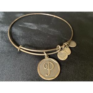 Alex and Ani Letter P Bangle Bracelet Adjustable